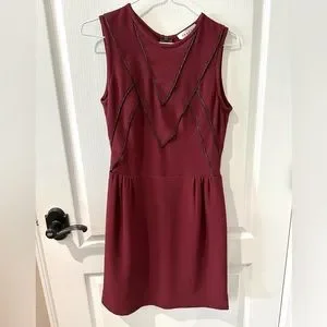 Viscose Dresses Sandro Burgundy Dress EUC Theory Power Wool Sleeveless  Fitted Sheath Dress Berry Burgundy $355